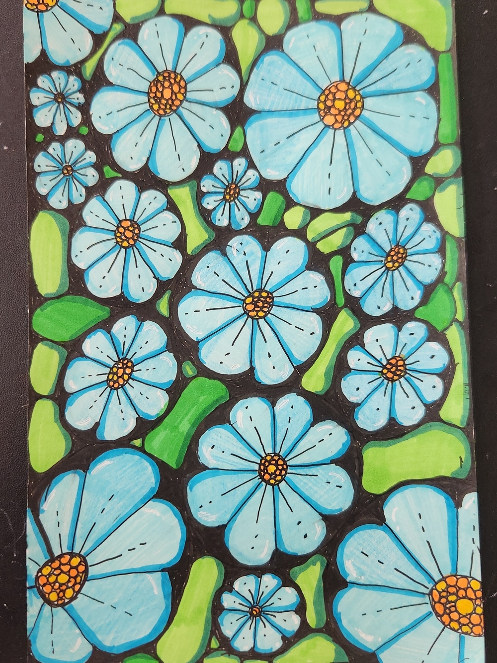 Blue Floral Art Print W/out Frame by Kylee